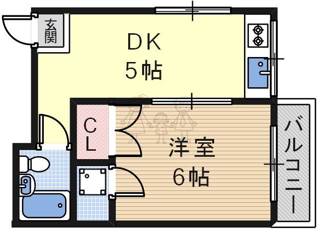 メゾン桜井(1DK/4階)の間取り写真