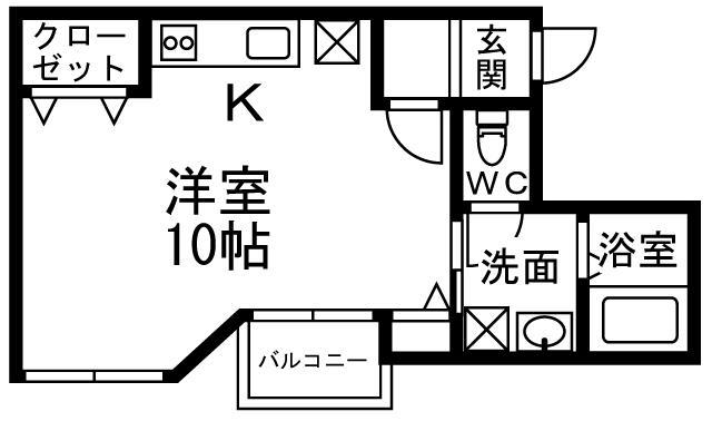 TKビル(ワンルーム/5階)の間取り写真