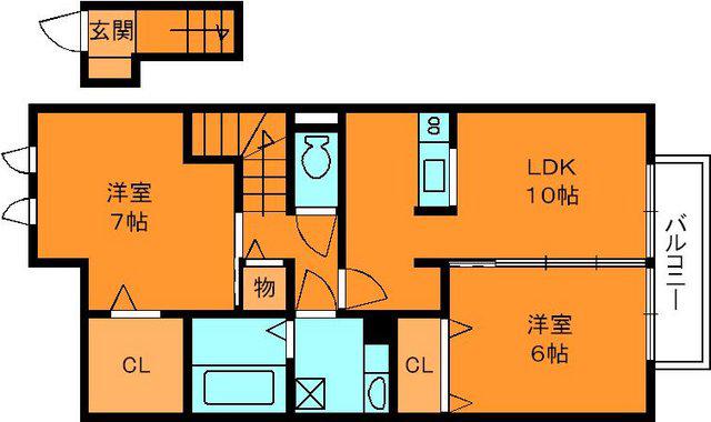 プラム ガーデン(2LDK/2階)の間取り写真