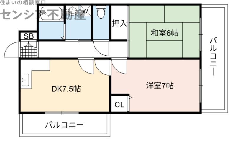 シティーガーデン鶴見(2DK/2階)の間取り写真