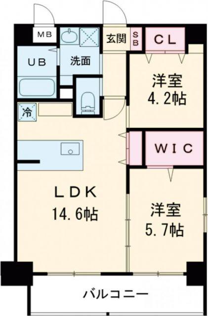 ウィングス熊手(2LDK/12階)の間取り写真