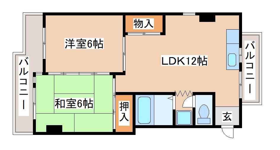 ハイムM2(2LDK/4階)の間取り写真
