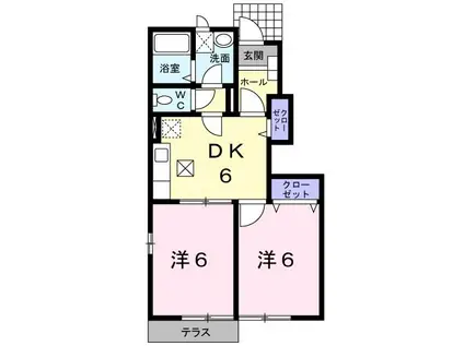コーポKMII(2DK/1階)の間取り写真