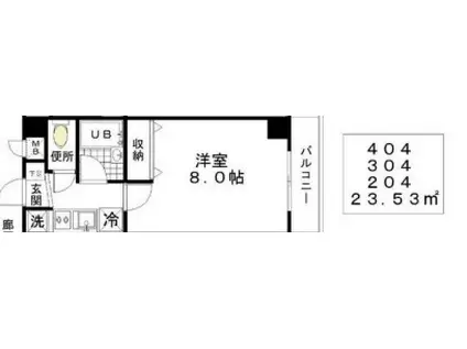 シュミネ森下(1K/4階)の間取り写真