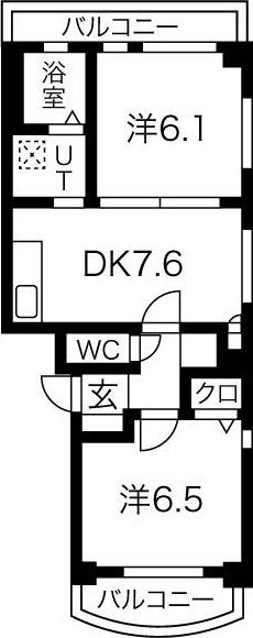 ドリームハイツ南堀越(2DK/3階)の間取り写真