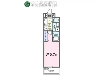 グランシュテル(1K/1階)の間取り写真