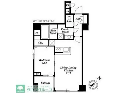 セントラルクリブ六本木Ⅱ(1LDK/5階)の間取り写真