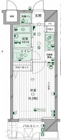パークウェル大井町(1K/8階)の間取り写真
