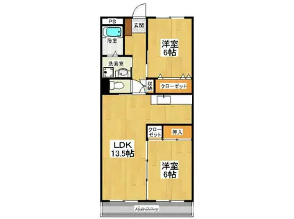 サンライト石橋(2LDK/4階)の間取り写真