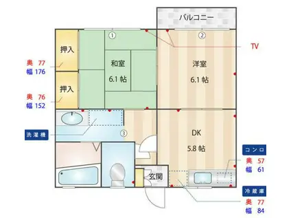 メゾンドたかじゅんNO.1(2DK/2階)の間取り写真