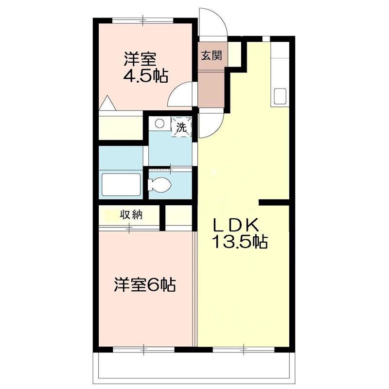 清光ハイツ(2LDK/5階)の間取り写真