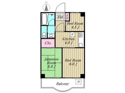 ライオンズマンション馬事公苑(3K/4階)の間取り写真