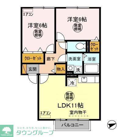 フォンティーヌ(2LDK/2階)の間取り写真