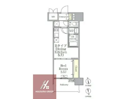 アプリーレ阿波座南(1DK/9階)の間取り写真