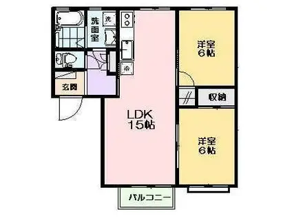 シャルムII C(2LDK/2階)の間取り写真
