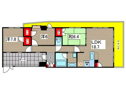 サンクレイドルたまプラーザ(3LDK/2階)の間取り写真