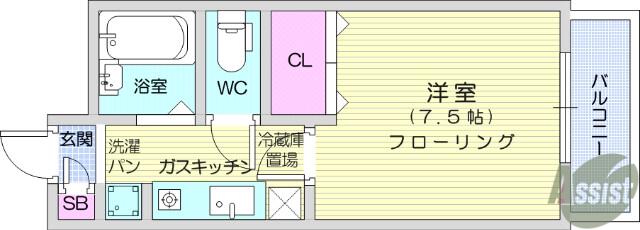 レジデンス芙美(1K/3階)の間取り写真