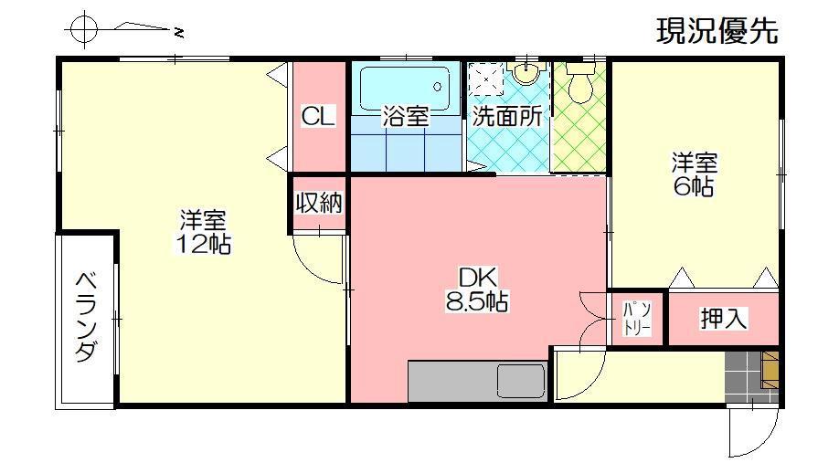 丸盛ビル(2DK/4階)の間取り写真