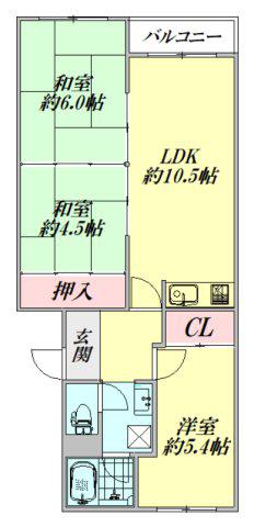 グリーンハイツ八幡町(3LDK/1階)の間取り写真