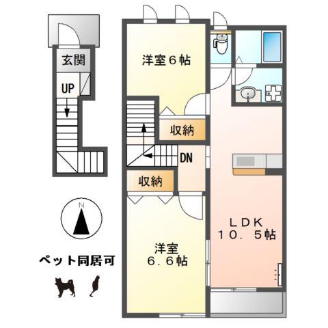 レトリーF(2LDK/2階)の間取り写真