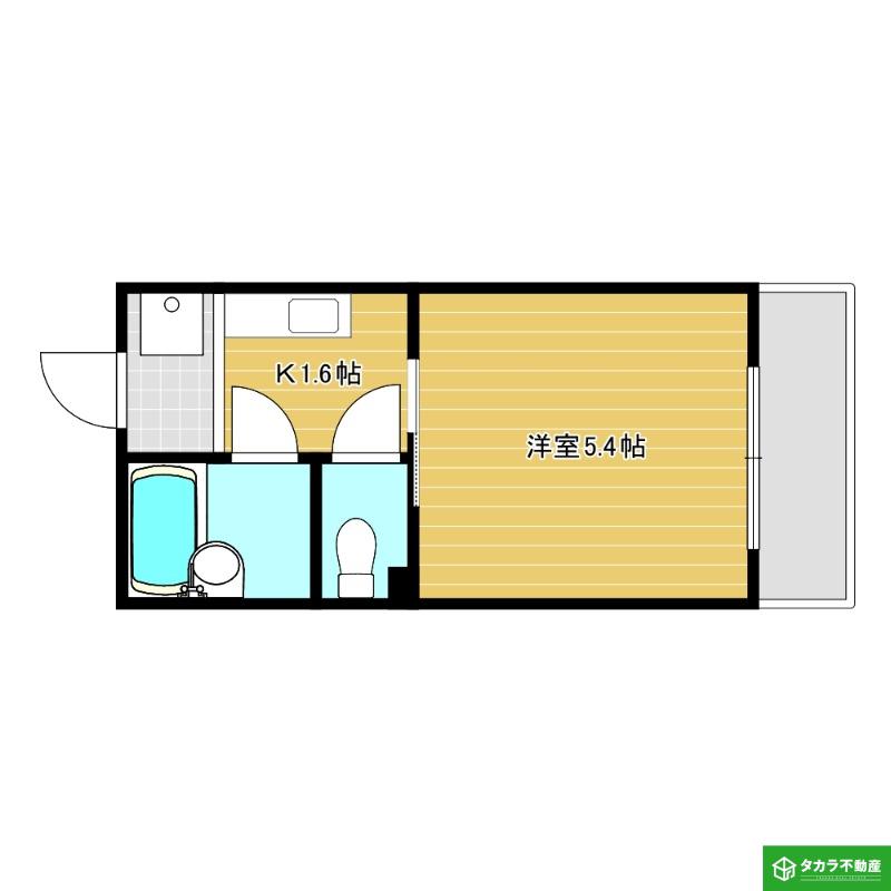 第二聖晃コーポ(1K/3階)の間取り写真