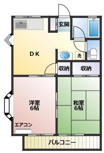 ラフィーネ清川(2DK/2階)の間取り写真