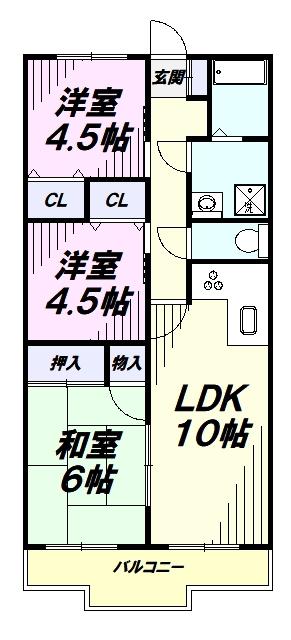 メゾンド・フジ(3LDK/1階)の間取り写真