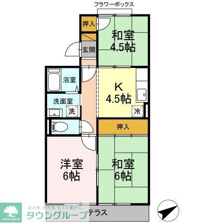 コーポラスクレイン(3K/1階)の間取り写真