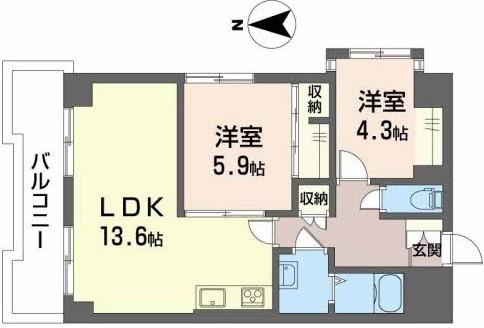 AD-HOC本町(2LDK/11階)の間取り写真