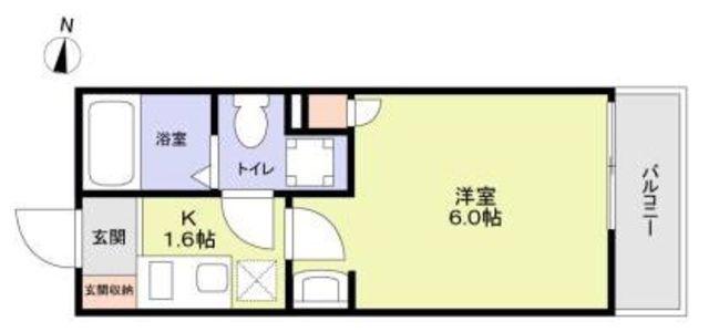 パルトネール上平間(1K/2階)の間取り写真