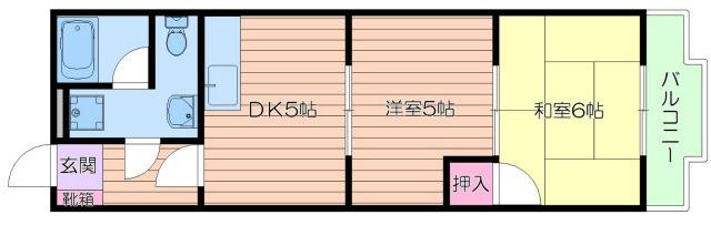 尚栄ドムス(2DK/2階)の間取り写真