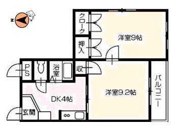 KSガーデン住吉(2DK/2階)の間取り写真