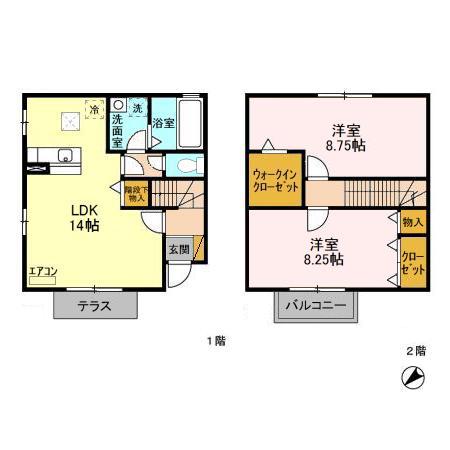 ローズヴィレッジ(2LDK/1階)の間取り写真