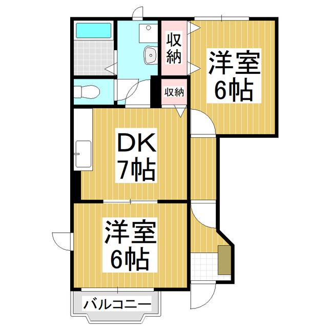 シャン・ド・フルール(2DK/1階)の間取り写真