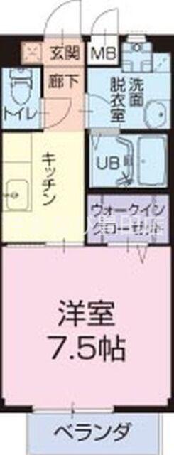 クレア上郷(1K/1階)の間取り写真