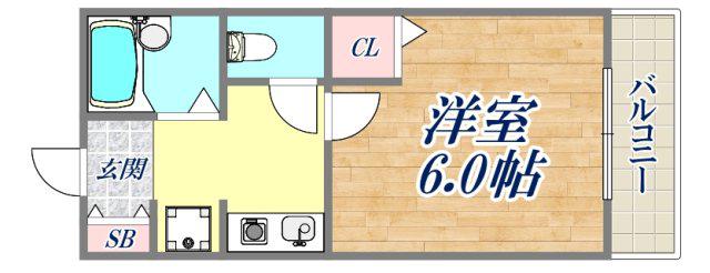 MOMO仁川(1K/3階)の間取り写真