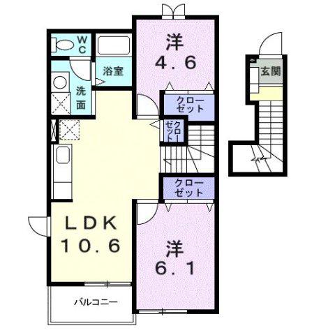 コッコアナ2(2LDK/2階)の間取り写真