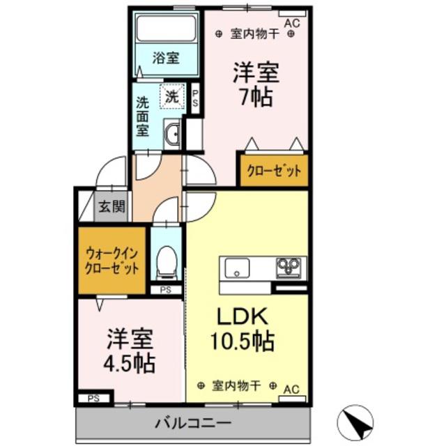シエスタ・ロッサ(2LDK/2階)の間取り写真