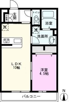 リブリ・ブランノワール(1LDK/2階)の間取り写真