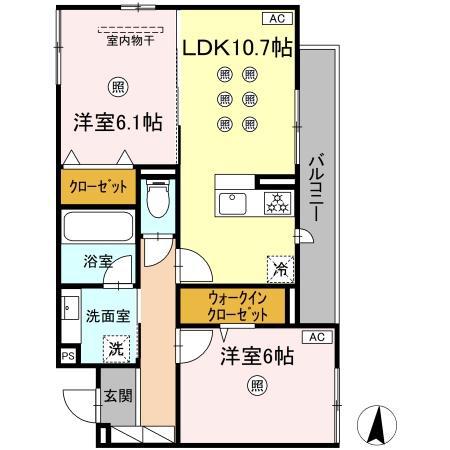 M&S RESIDENCE RIVERSIDE(2LDK/2階)の間取り写真