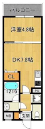 ガレリア大阪空港I(1DK/1階)の間取り写真