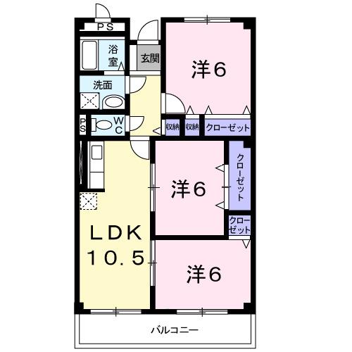 ニューサンライズ(3LDK/2階)の間取り写真