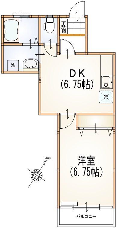 ひかるハイム(1DK/1階)の間取り写真