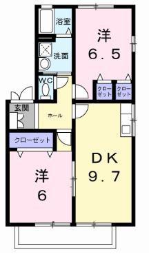 水木コーポIII(2DK/2階)の間取り写真