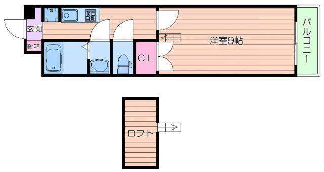 童夢江坂(1K/6階)の間取り写真