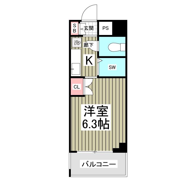 グランヒル松戸(ワンルーム/2階)の間取り写真