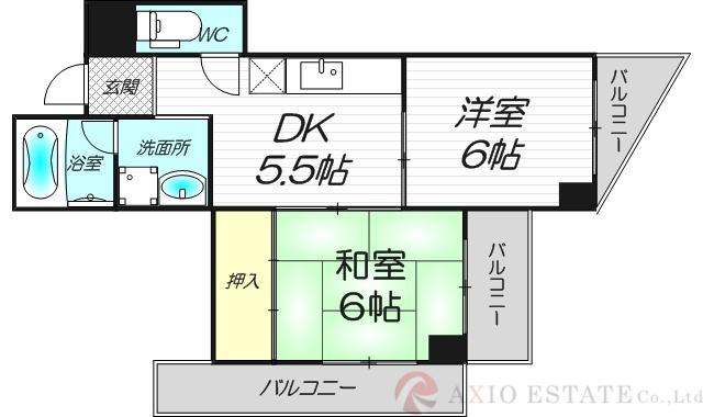 アローハイツ(2DK/4階)の間取り写真