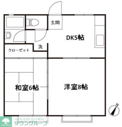 ハイツクリスタル(2DK/2階)の間取り写真
