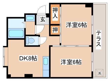 ダイバーシティ神戸長田C棟(2LDK/3階)の間取り写真