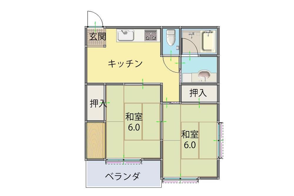 Sハイツ(2DK/2階)の間取り写真